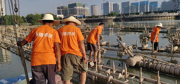 湖上喷泉搭建